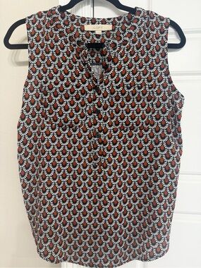 LOFT Black & Rust Geometric Sleeveless Shell Top